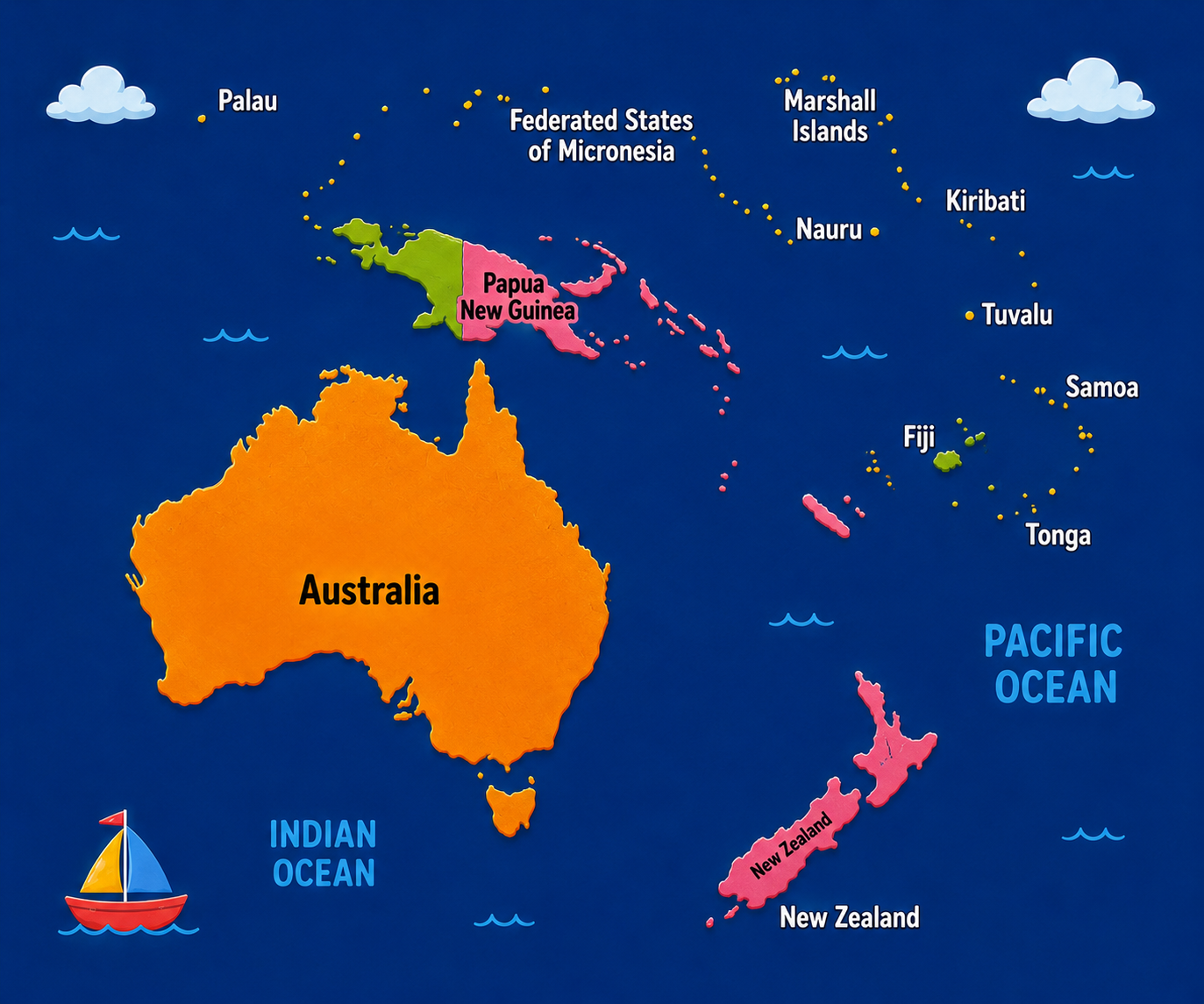 Oceania fruit origin map