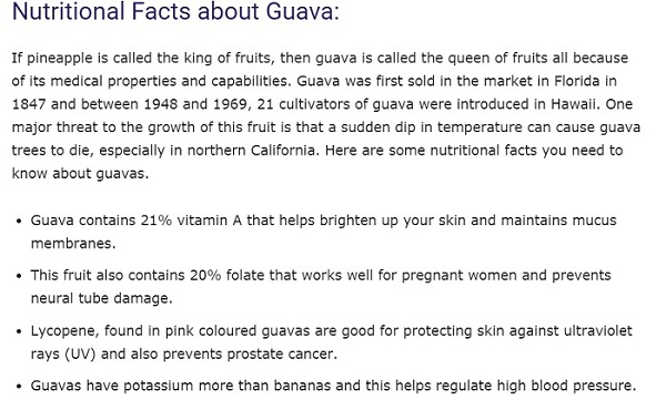 guava fruit nutrition small